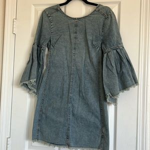 We The Free Denim Blue Bell Sleeve Dress